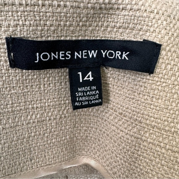 Jones New York 100% Cotton Tan Open Front Blazer Size 14 - Picture 9 of 11